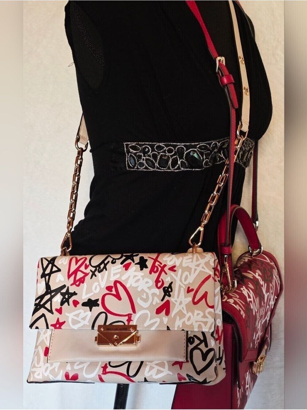 Rare Michael Kors Graffiti Love Heart Bag Bundle — Both With Tags - Picture 4 of 14